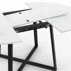 Table à manger extensible ronde 4-8 personnes noire