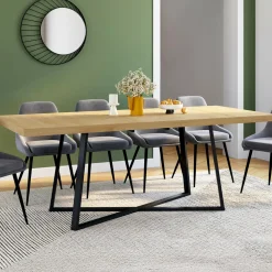 Table à manger extensible rectangle 160-200 cm 6-10 personnes bois et noir
