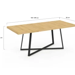 Table à manger extensible rectangle 160-200 cm 6-10 personnes bois et noir