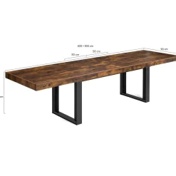 Table à manger extensible rectangle bois et noir