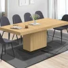 Table à manger extensible rectangle bois et socle noir
