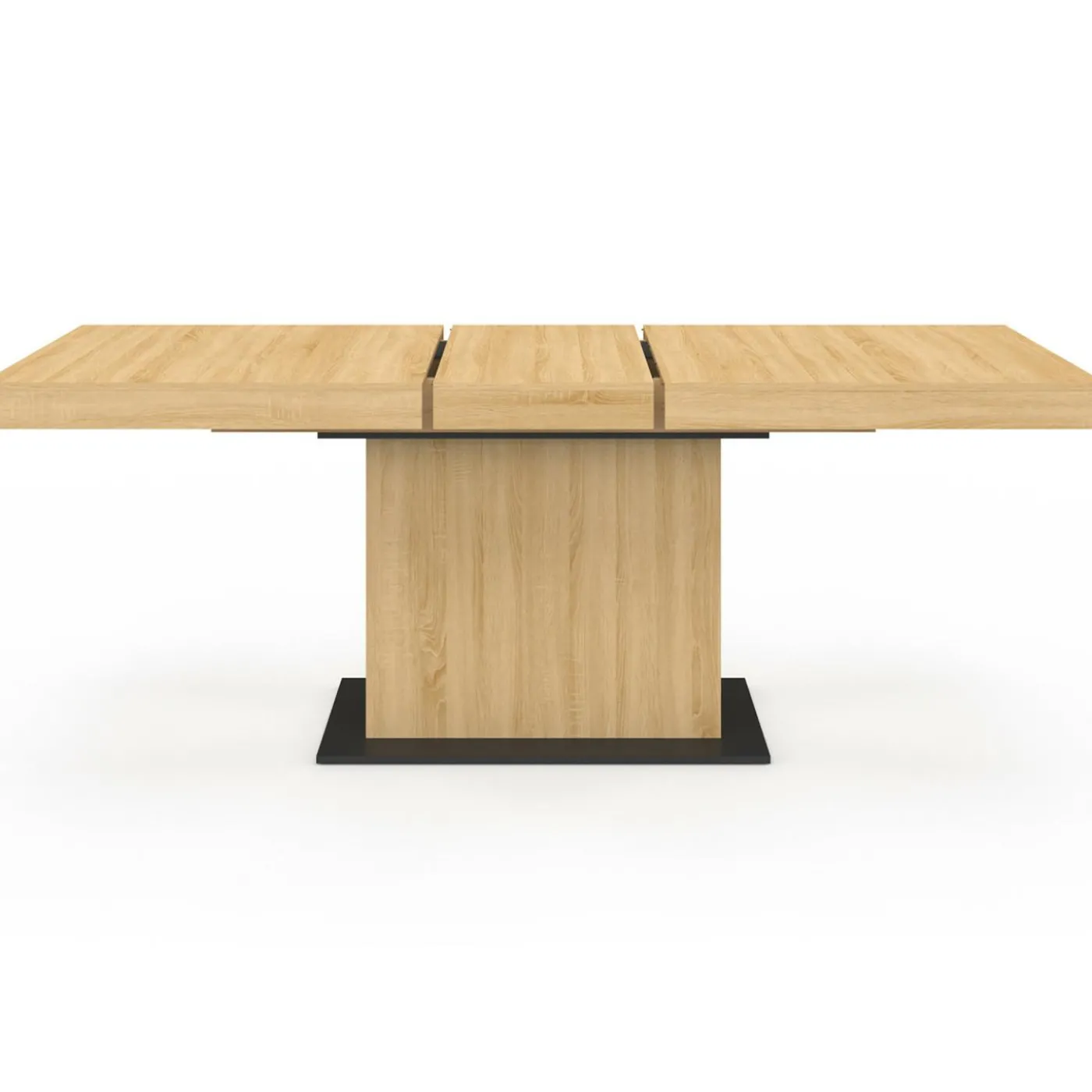 Table à manger extensible rectangle bois et socle noir