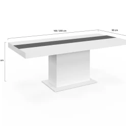 Table à manger extensible rectangle blanche 160x200 cm
