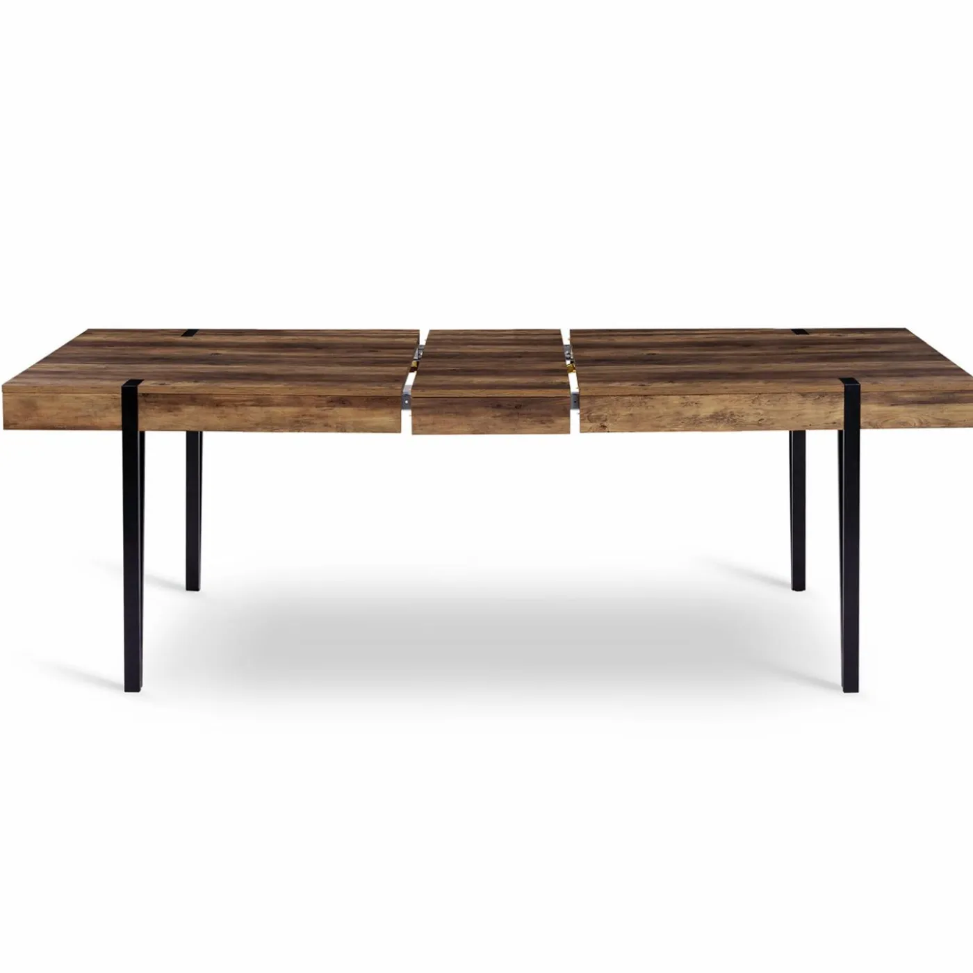 Table à manger extensible en bois pieds épingle noir 8-12 personnes 200-240 cm