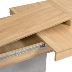 Table à manger extensible 6-10 personnes bois et effet béton
