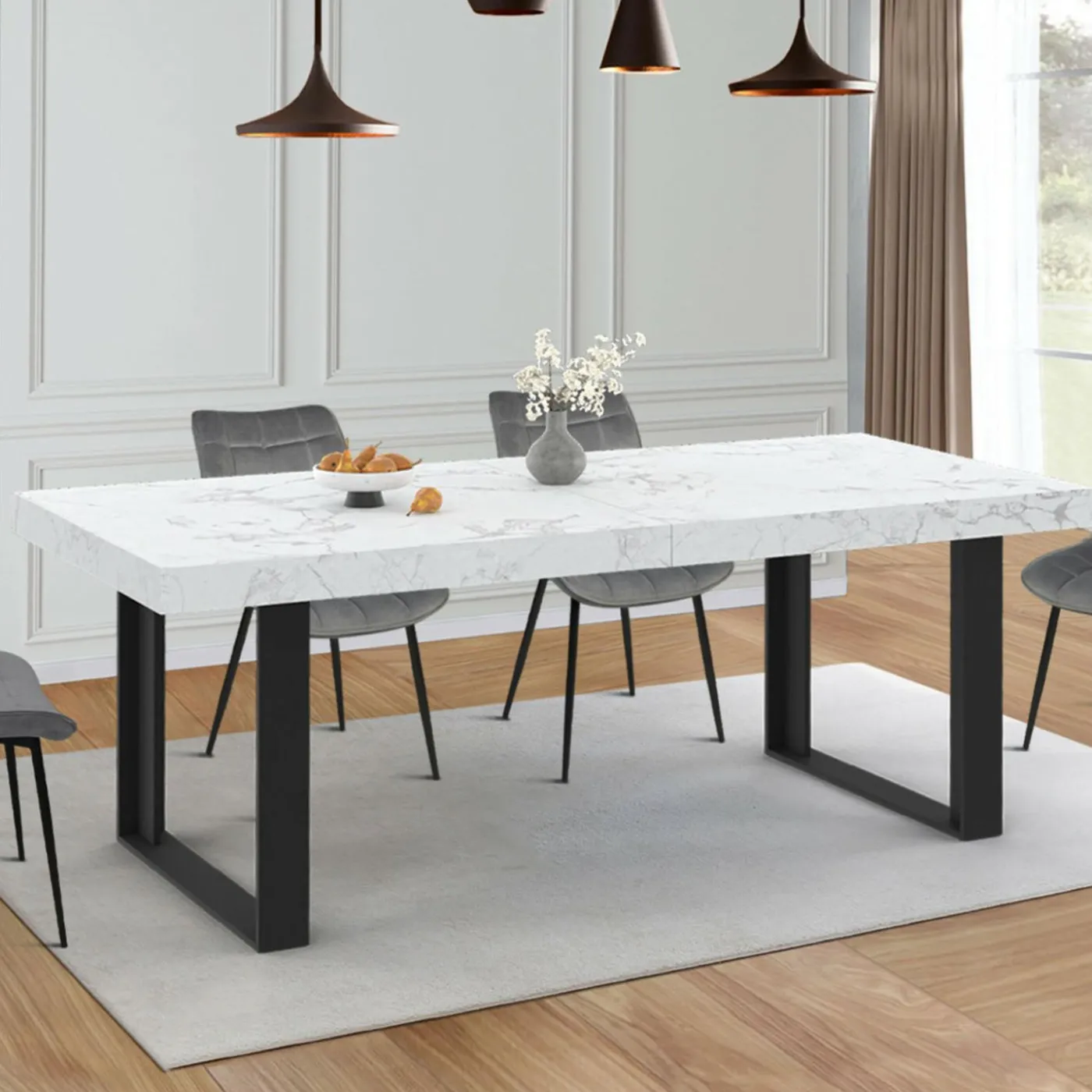 Table à manger extensible rectangle 6 à 12 personnes