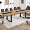 Table à manger extensible bois et bande centrale noire