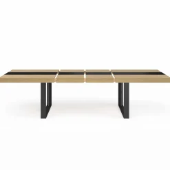 Table à manger extensible bois et bande centrale noire