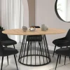 Table à manger extensible ronde 110-150 cm 4-8 personnes bois et pied filaire noir