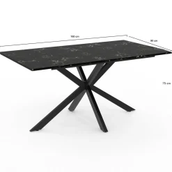 Table à manger extensible effet marbre noir