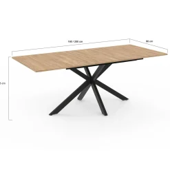 Table à manger extensible 6-10 personnes bois et noir 160-200 cm