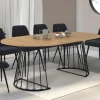 Table à manger extensible ronde 4-10 personnes bois et noir 110 - 200 cm