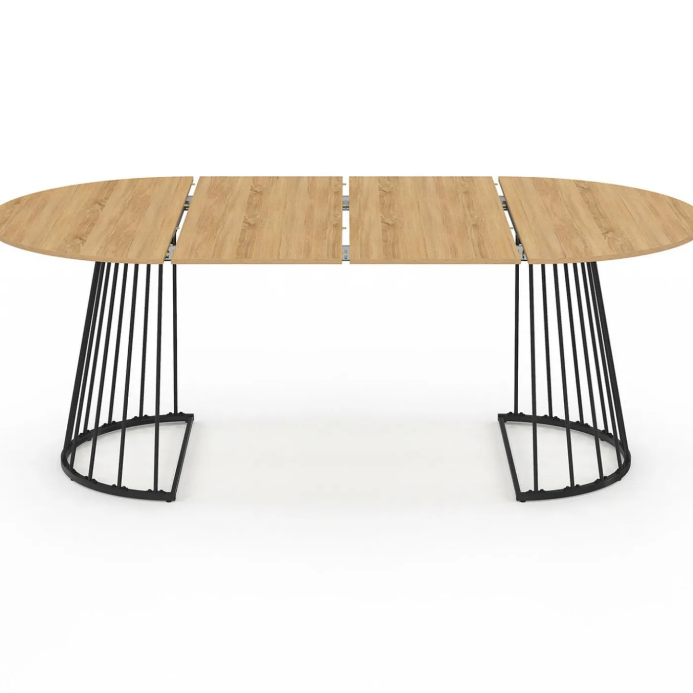 Table à manger extensible ronde 4-10 personnes bois et noir 110 - 200 cm