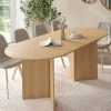 Table à manger extensible ovale 160-200 cm bois façon hêtre 6-10 personnes