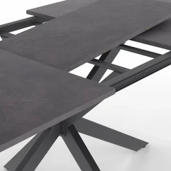 Table à manger extensible 6 à 10 personnes avec plateau effet béton pied araignée