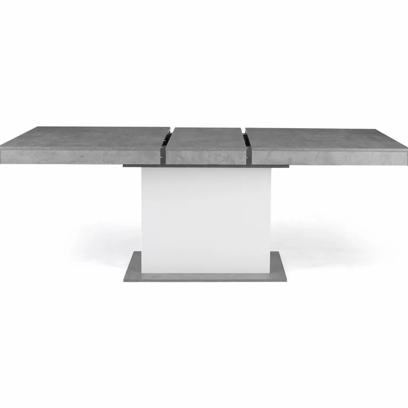 Table à manger extensible béton et blanc 6-10 personnes 160-200 cm