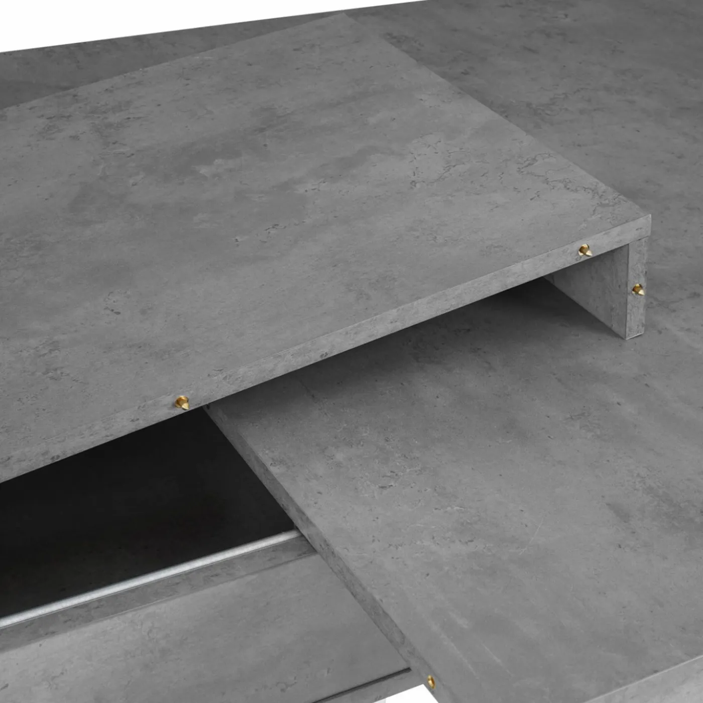 Table à manger extensible béton et blanc 6-10 personnes 160-200 cm