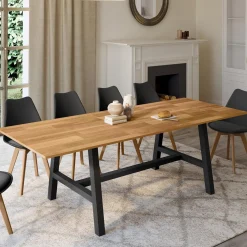 Table à manger extensible rectangulaire bois et noir