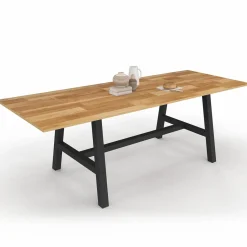 Table à manger extensible rectangulaire bois et noir
