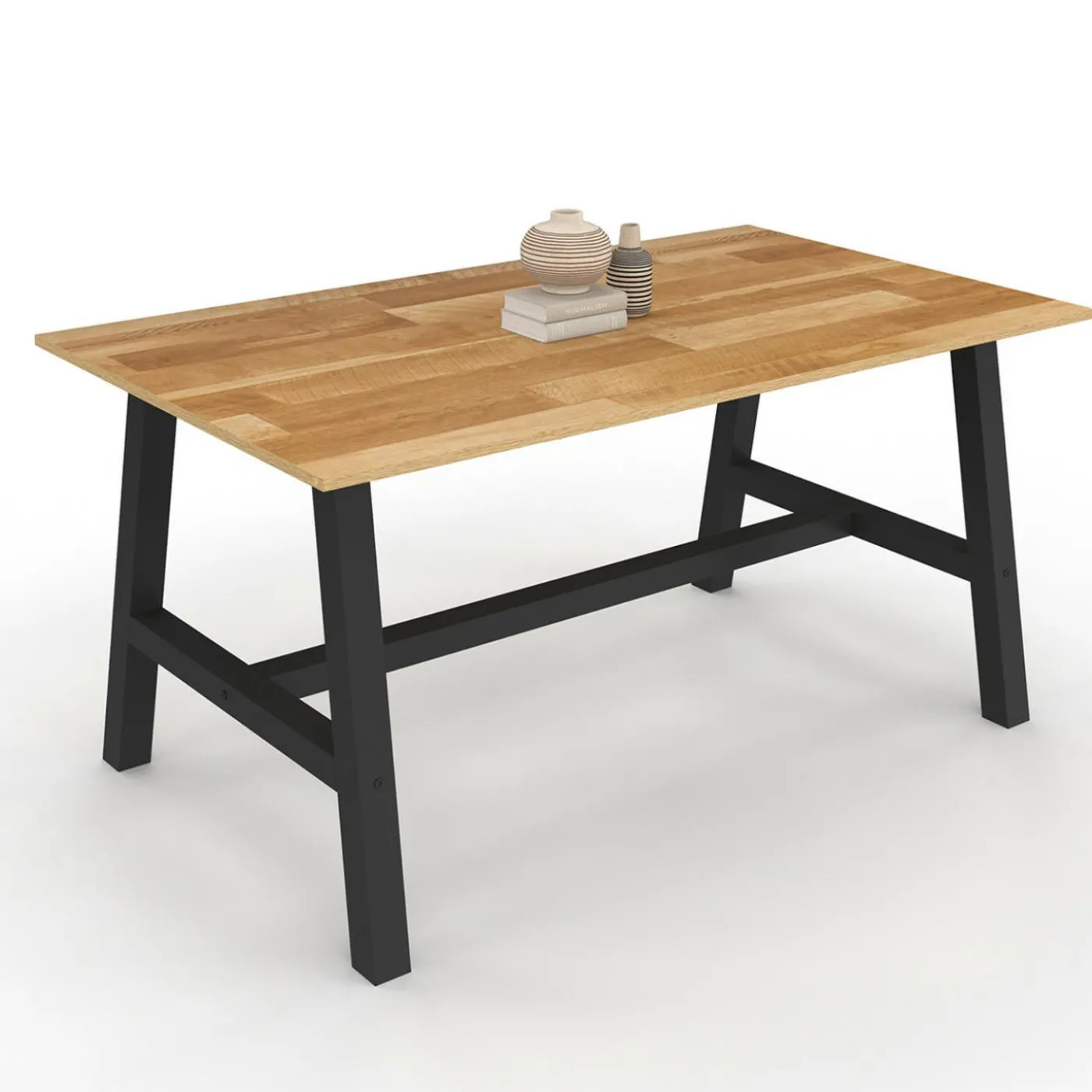 Table à manger extensible rectangulaire bois et noir