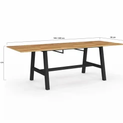 Table à manger extensible rectangulaire bois et noir