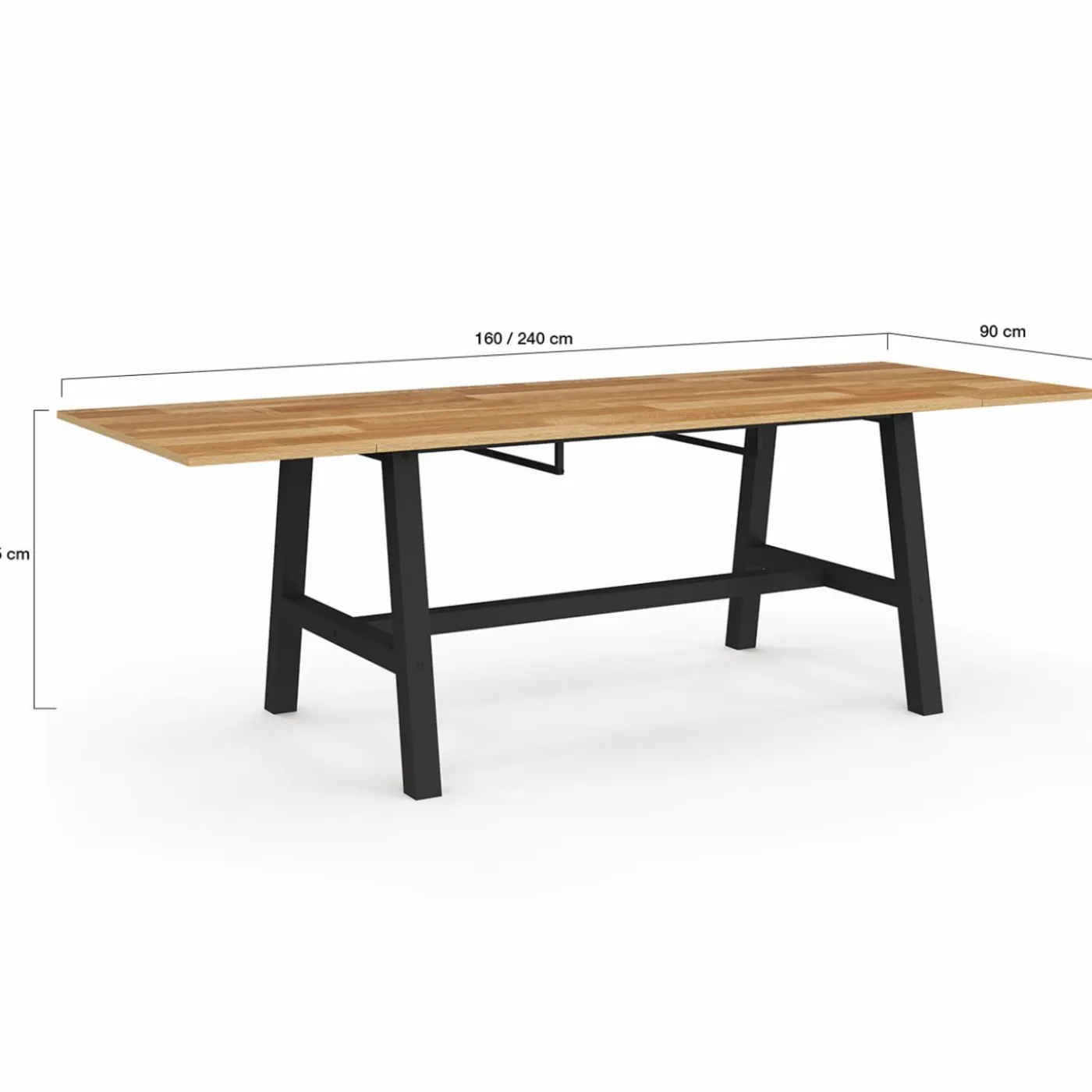 Table à manger extensible rectangulaire bois et noir