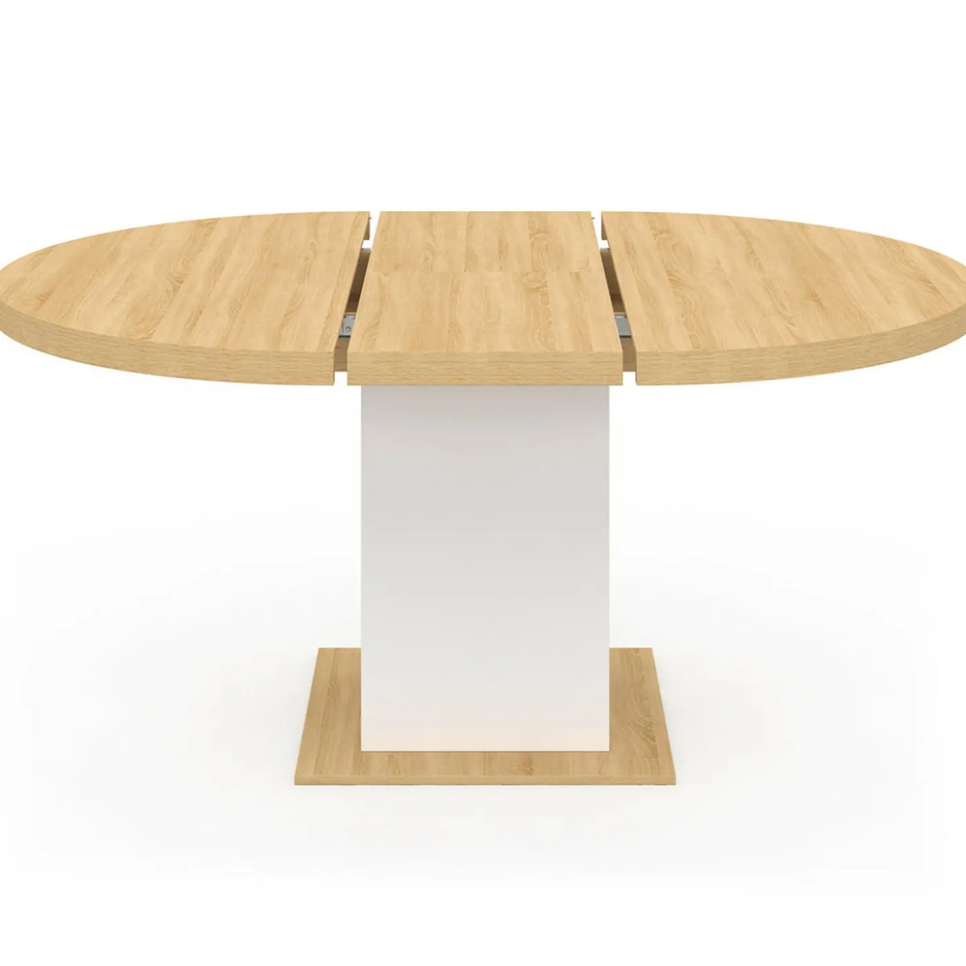 Table à manger extensible ronde 4-8 personnes bois et blanc 120-160 cm