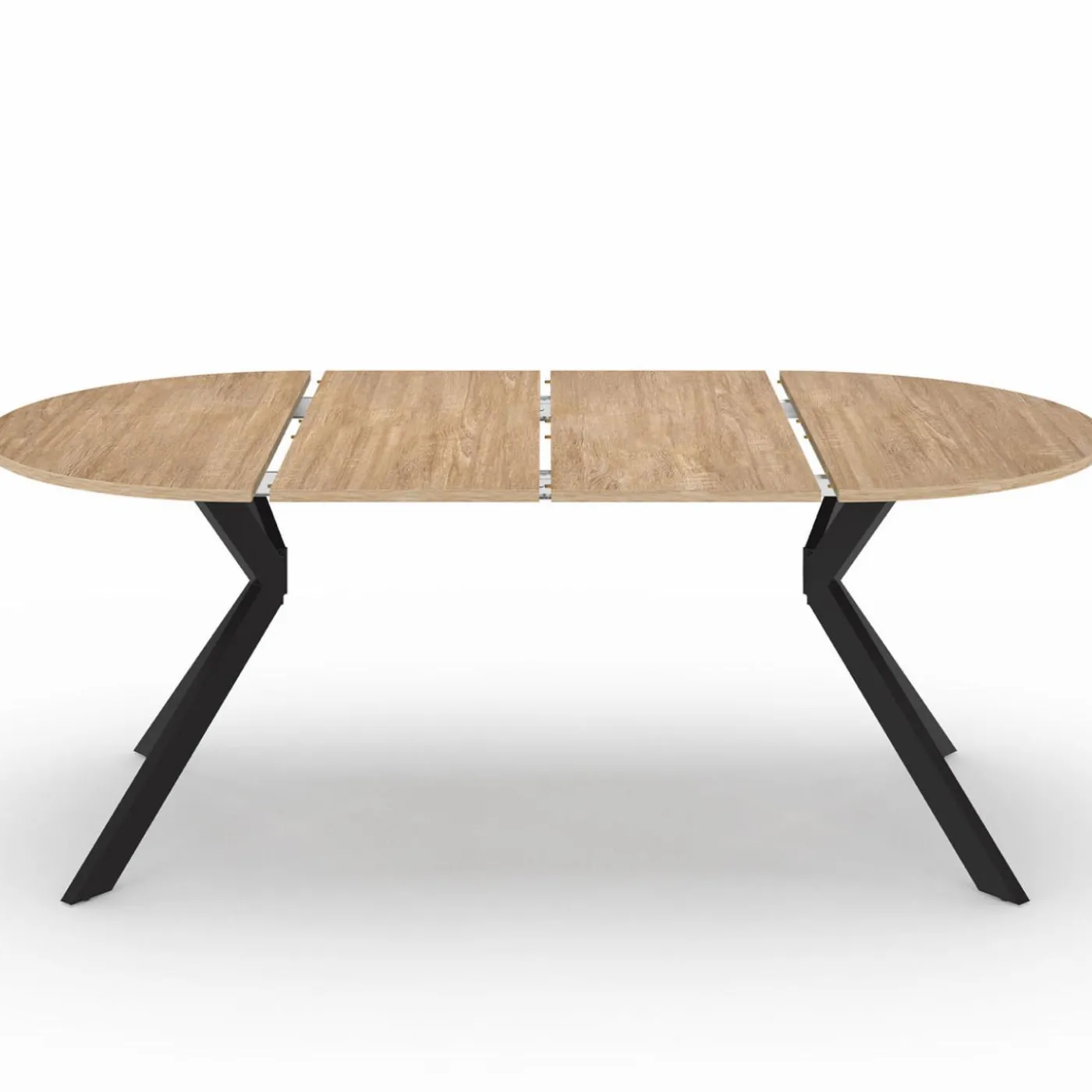 Table à manger extensible ronde 110-200 cm 4-10 personnes bois et pied araignée noir