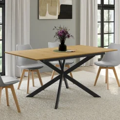 Table à manger extensible bois et noir 6-10 personnes 160-200 cm