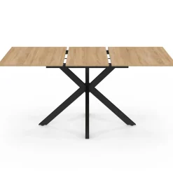 Table à manger extensible rectangle 120-160 cm 4-8 personnes pied araignée bois et noir