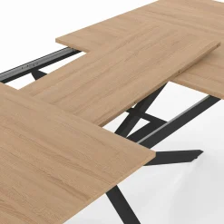 Table à manger extensible rectangle 120-160 cm 4-8 personnes pied araignée bois et noir