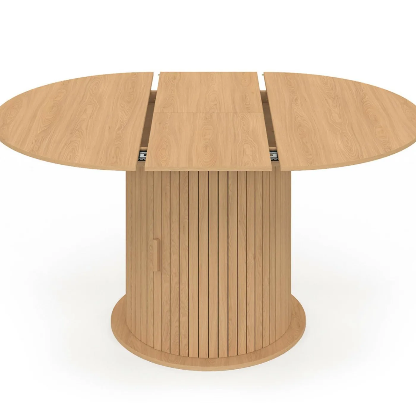 Table à manger extensible ronde 4-8 personnes pied lattes avec rangement 110-150 cm