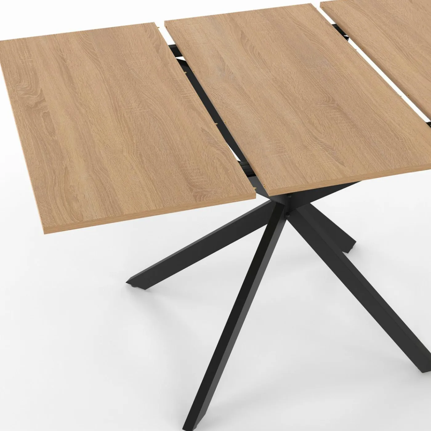 Table à manger extensible carrée 80-120 cm 4-6 personnes pied araignée bois et noir