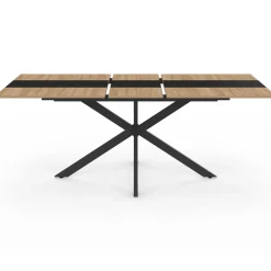 Table à manger extensible rectangle bois et bande centrale noir 160 - 200 cm