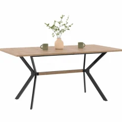 Table à manger industrielle rectangulaire bois et noir