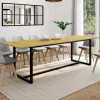 Table à manger industrielle extensible bois et métal 8-12 personnes