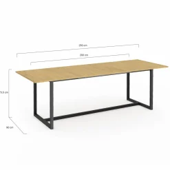 Table à manger industrielle extensible bois et métal 8-12 personnes