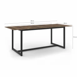 Table à manger industrielle rectangle extensible 6-10 personnes