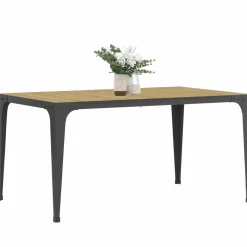 Table à manger industrielle bois et noir 8 personnes