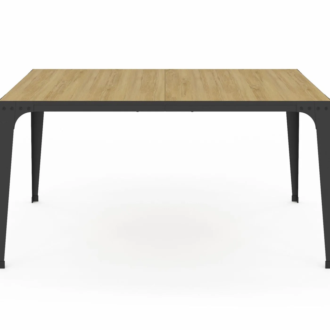 Table à manger industrielle bois et noir 8 personnes