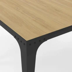 Table à manger industrielle bois et noir 8 personnes