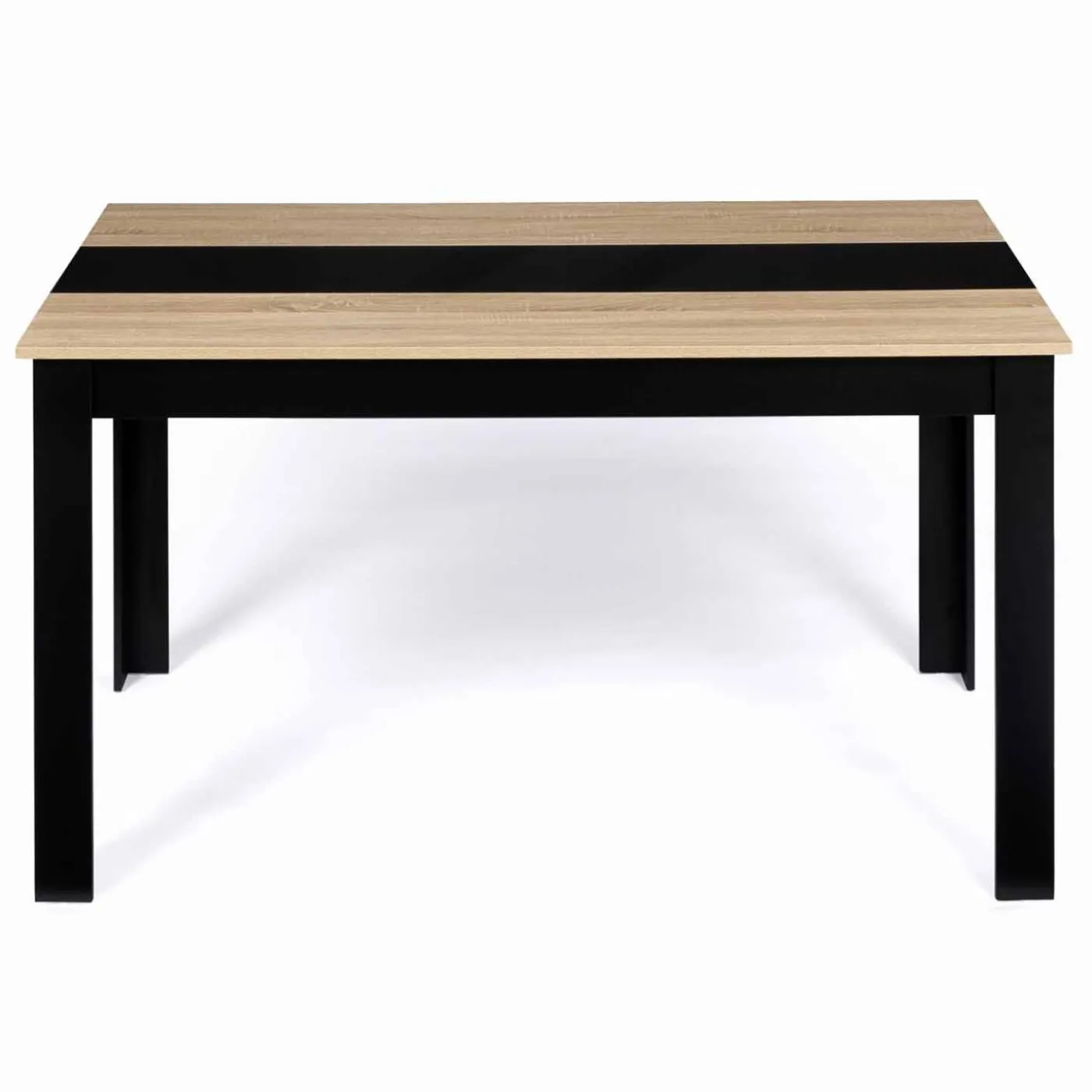 Table à manger noire et imitation hêtre pour 6 personnes