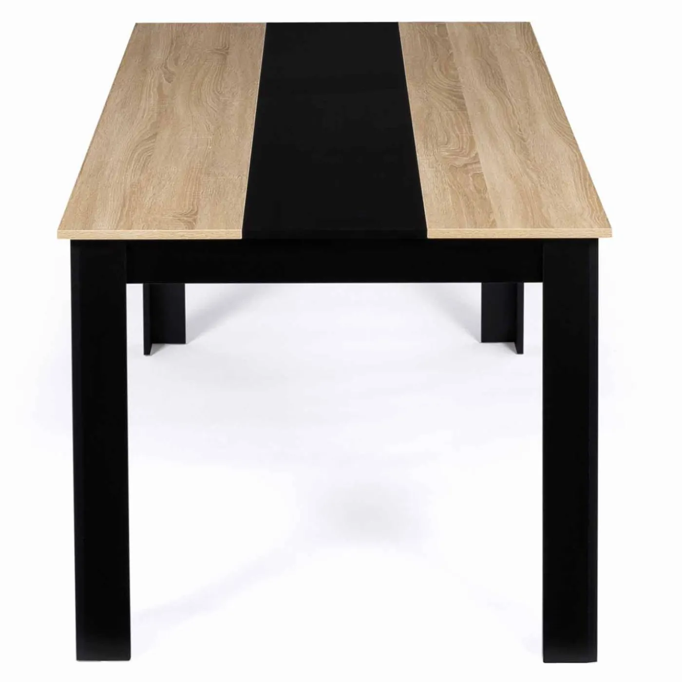 Table à manger noire et imitation hêtre pour 6 personnes