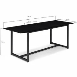 Table à manger noire extensible style industriel