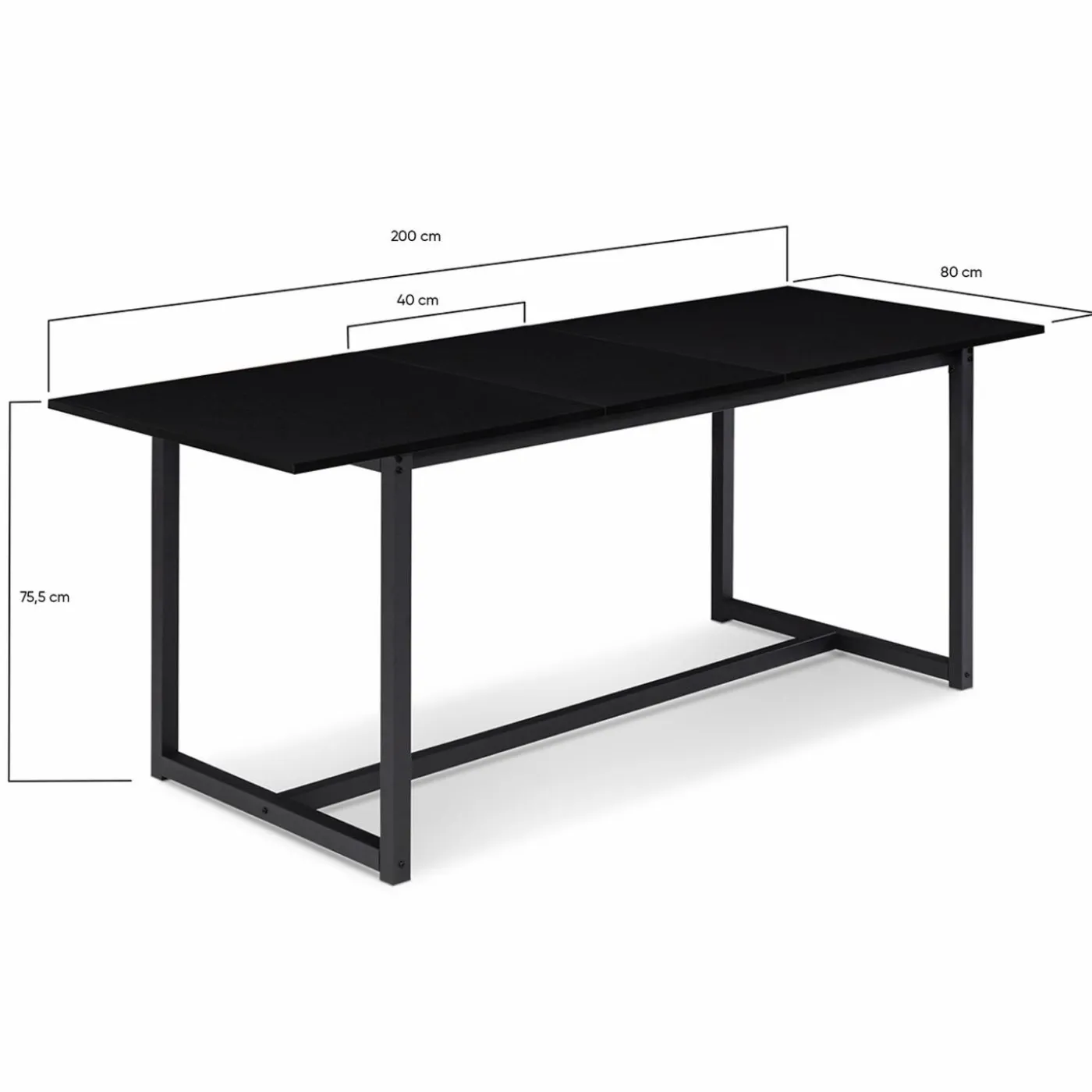 Table à manger noire extensible style industriel