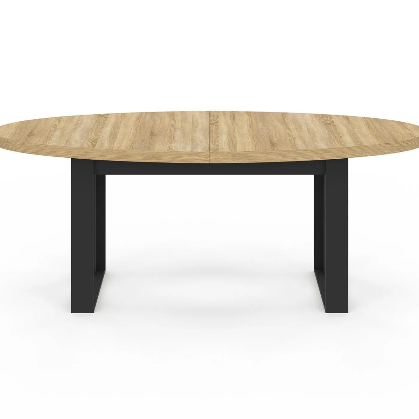 Table à manger ovale 200 cm 8 personnes bois et noir style industriel
