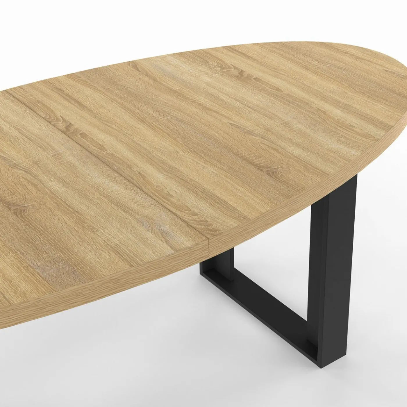 Table à manger ovale 200 cm 8 personnes bois et noir style industriel