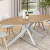 Table à manger ovale industrielle bois et blanc