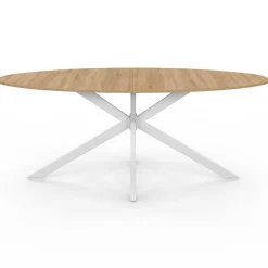 Table à manger ovale industrielle bois et blanc