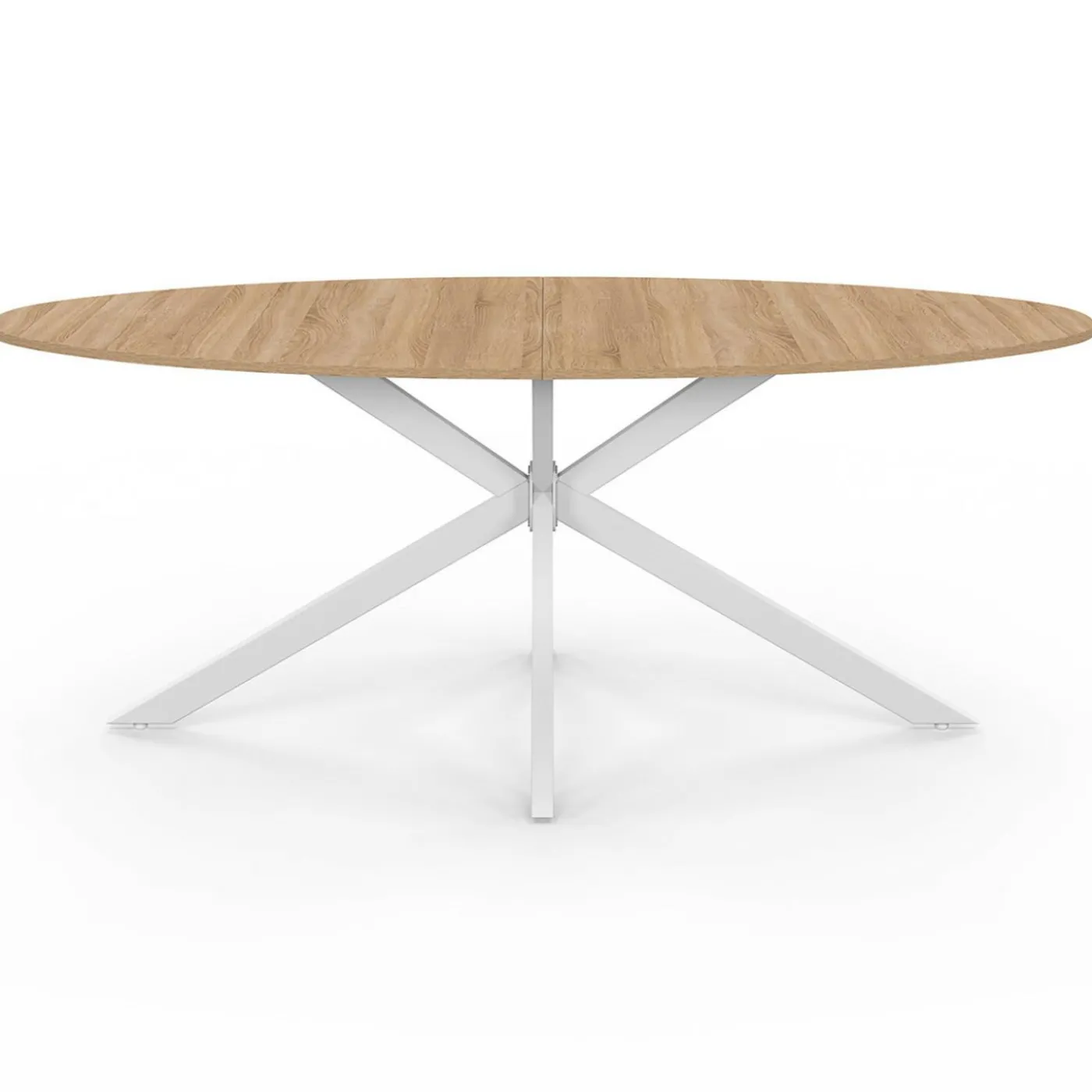 Table à manger ovale industrielle bois et blanc